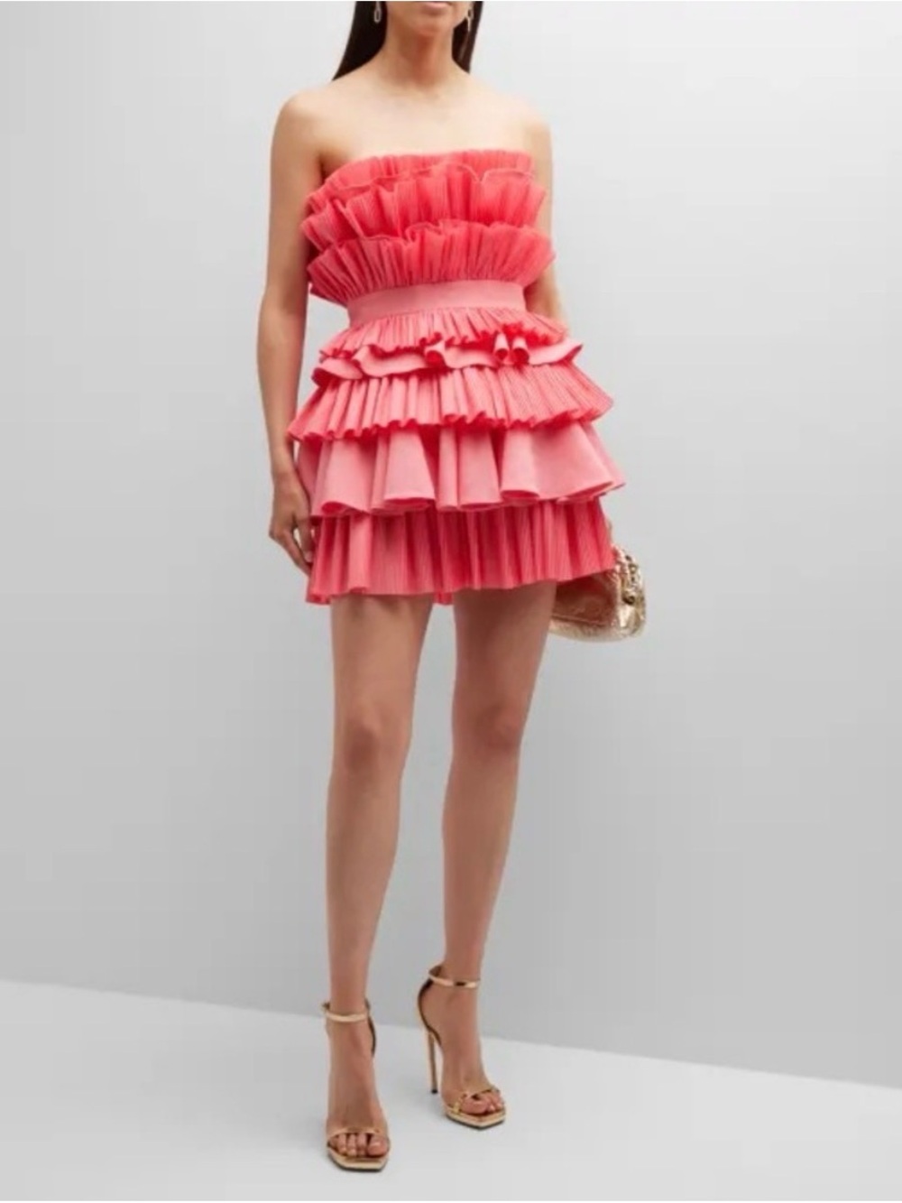 Acler Strapless Ruffle Tiered Mini Dress